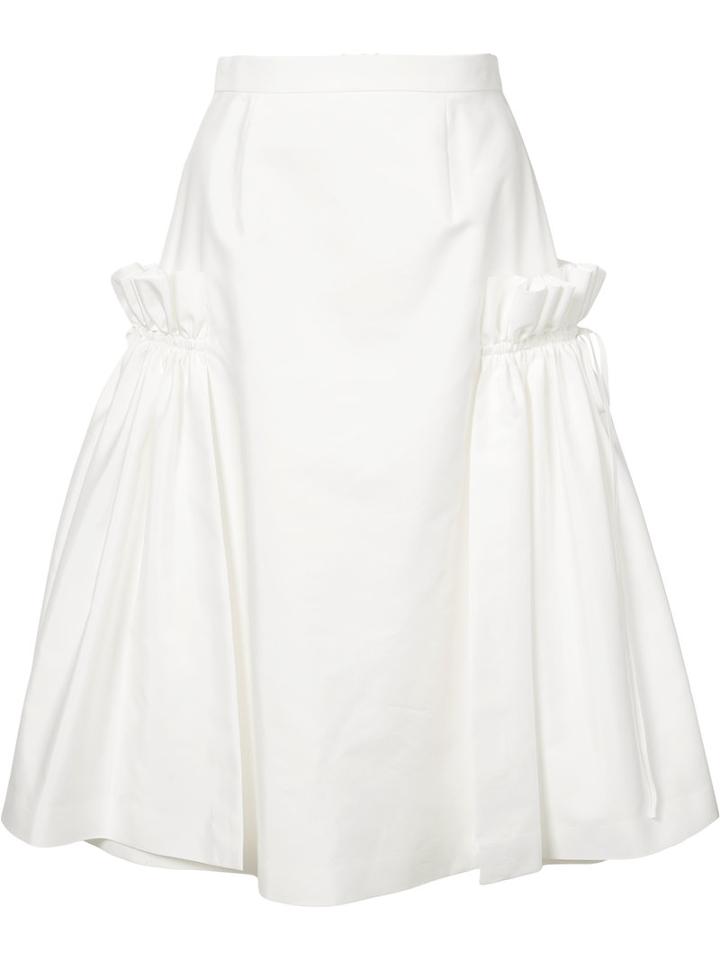 Adeam Ruffled Panel A-line Skirt, Women's, Size: 2, White, Cotton/polyester