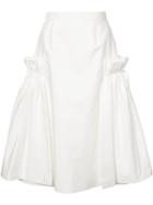 Adeam Ruffled Panel A-line Skirt, Women's, Size: 2, White, Cotton/polyester