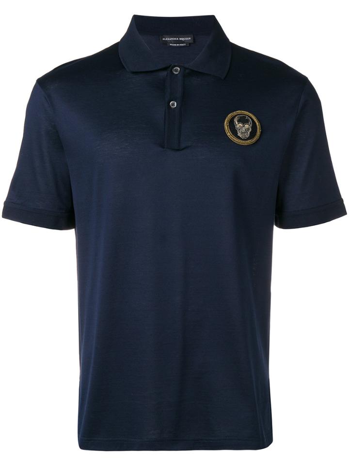 Alexander Mcqueen Skull Patch Polo Shirt - Blue
