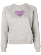 Alexa Chung Glitter Heart Print Sweatshirt - Grey