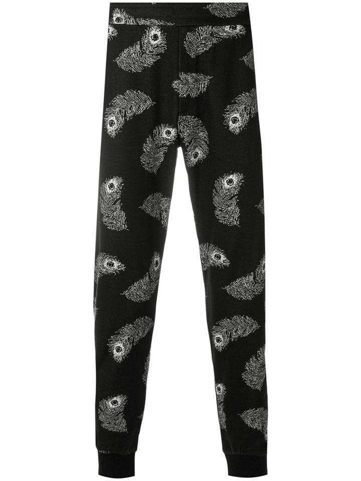 Alexander Mcqueen Feather Print Track Pant - Black