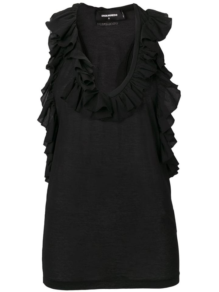 Dsquared2 Ruffled Vest Top - Black