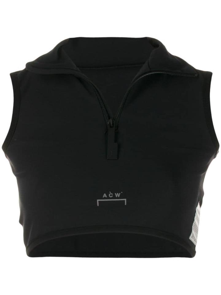 A-cold-wall* Cropped Zip-up Tank Top - Black