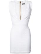 Balmain - Deep V-neck Mini Dress - Women - Polyamide/spandex/elastane - 36, White, Polyamide/spandex/elastane