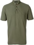Roberto Collina Mandarin Collar Polo Shirt, Men's, Size: 50, Green, Cotton