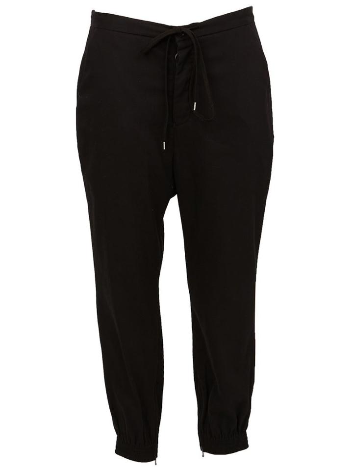 The Viridi-anne Drawstring Cropped Trousers, Men's, Size: 2, Black, Cotton/linen/flax