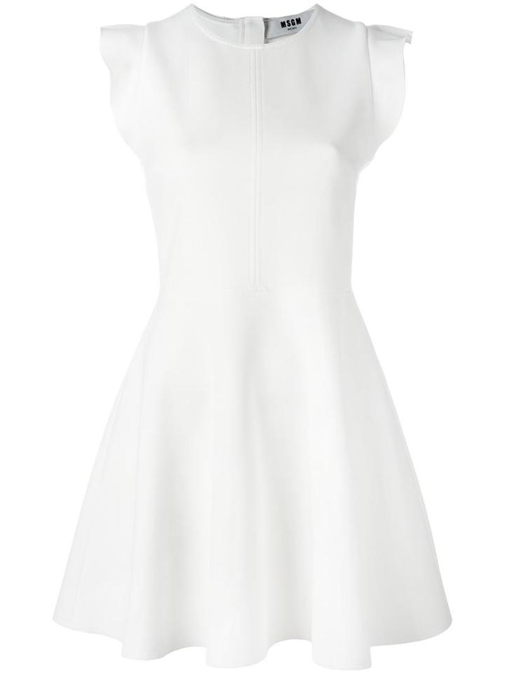 Msgm Ruffle Sleeve Dress, Women's, Size: 42, White, Polyester/viscose/spandex/elastane
