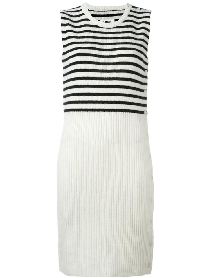 Mm6 Maison Margiela Striped Ribbed Dress - Nude & Neutrals