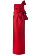 Dsquared2 Cold Shoulder Ruffle Gown, Women's, Size: 42, Red, Silk/polyamide/polyester/wool
