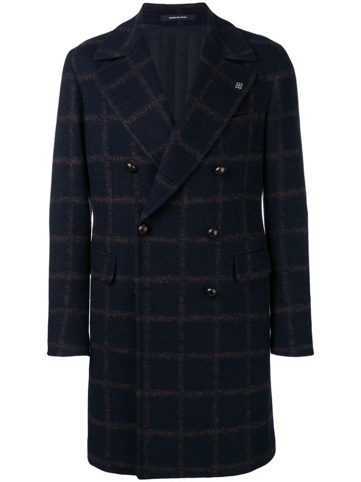 Tagliatore Windowpane Check Coat - Blue