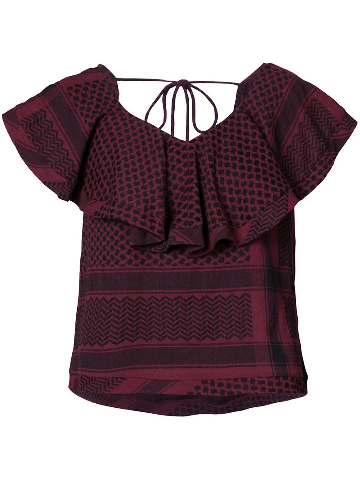 Cecilie Copenhagen - V-back Ruffle Top - Women - Cotton - 1, Red, Cotton