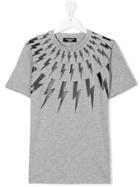 Neil Barrett Kids Teen Lightning Print T-shirt - Grey