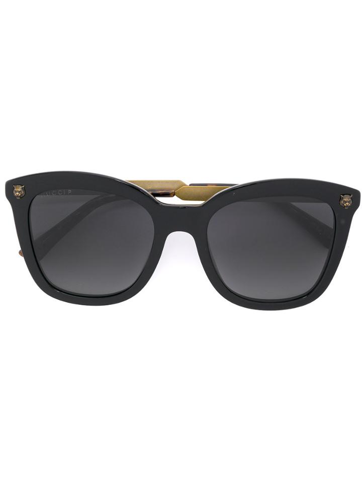 Gucci Eyewear Engraved Gold-tone Sunglasses - Black