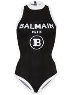 Balmain Contrast Logo Knit Bodysuit - Black