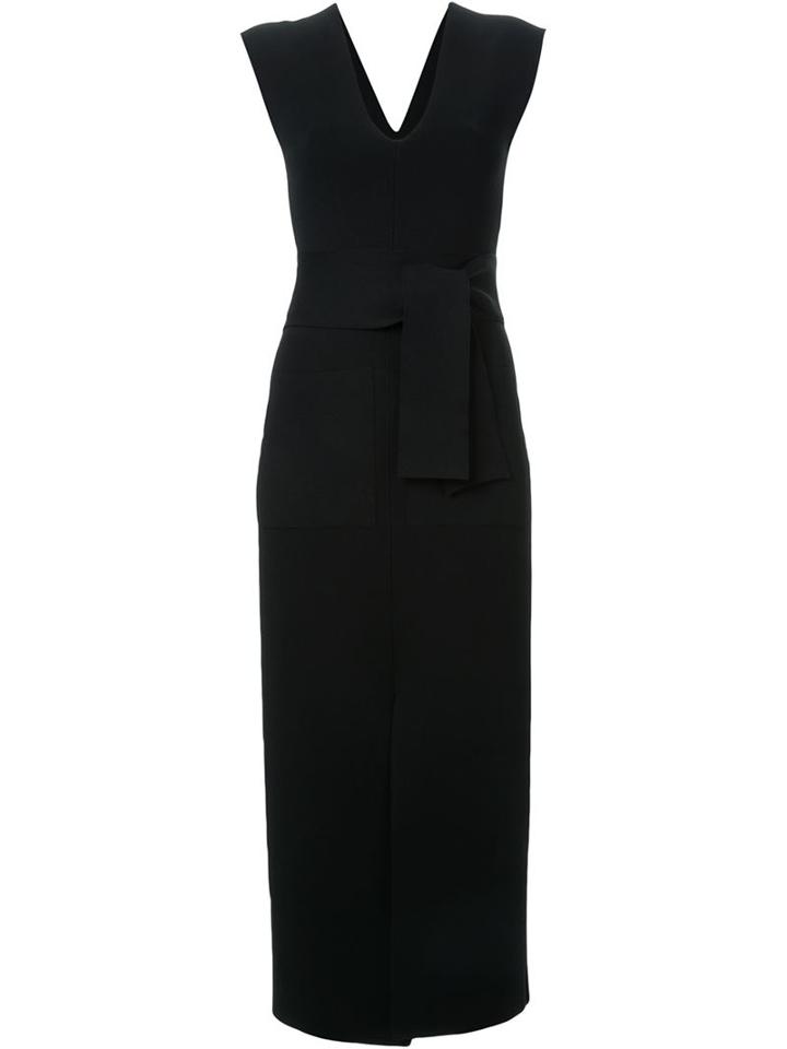 Scanlan Theodore Crepe Knit V-neck Dress, Women's, Size: Large, Black, Viscose