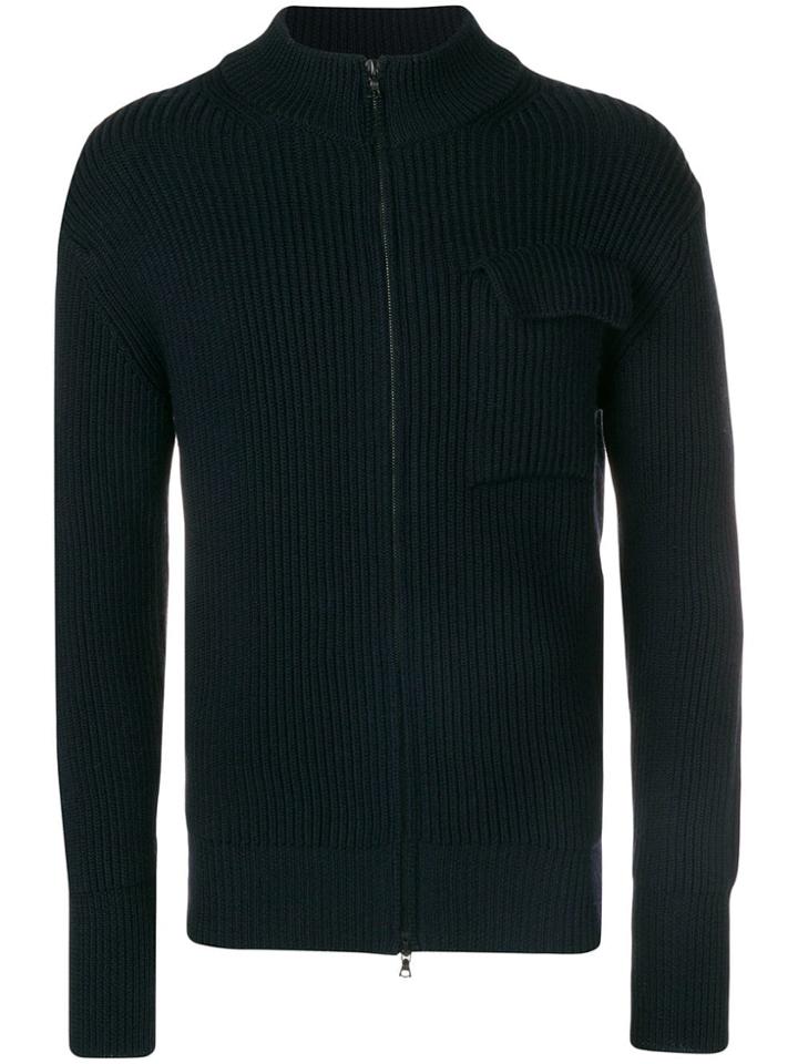 Maison Flaneur Zipped Cardigan - Blue