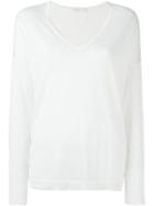 6397 V-neck Sweater, Women's, Size: L, White, Silk/cotton