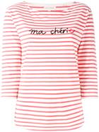 Chinti & Parker Slogan Striped Top - White