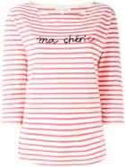 Chinti & Parker Slogan Striped Top - White