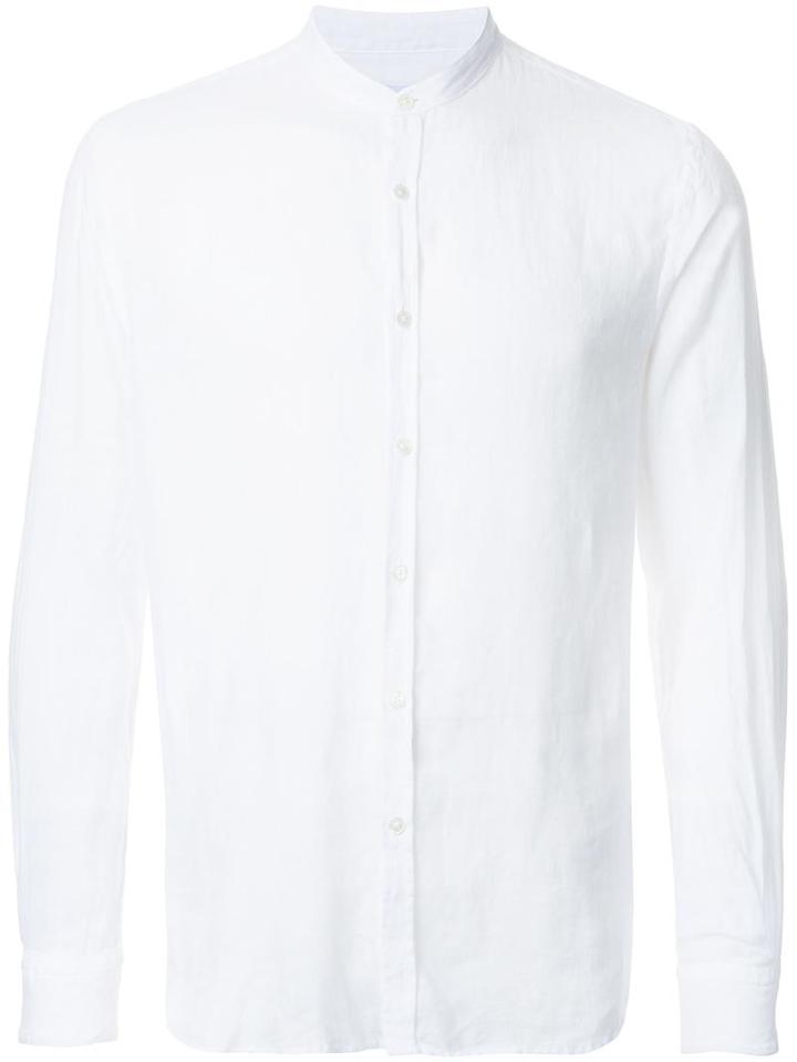 Venroy Band Collar Shirt, Men's, Size: Large, White, Linen/flax