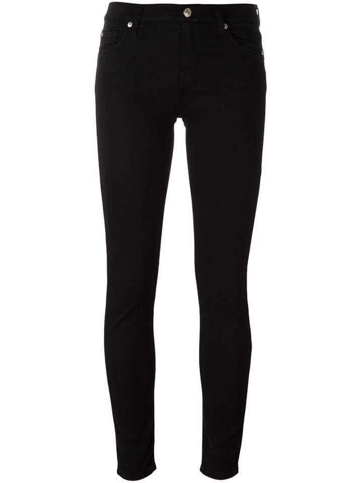 7 For All Mankind Cropped Skinny Trousers, Women's, Size: 27, Black, Cotton/spandex/elastane/lyocell/modal