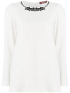 Max Mara Studio Pireo Embellished Neck Sweatshirt - Nude & Neutrals