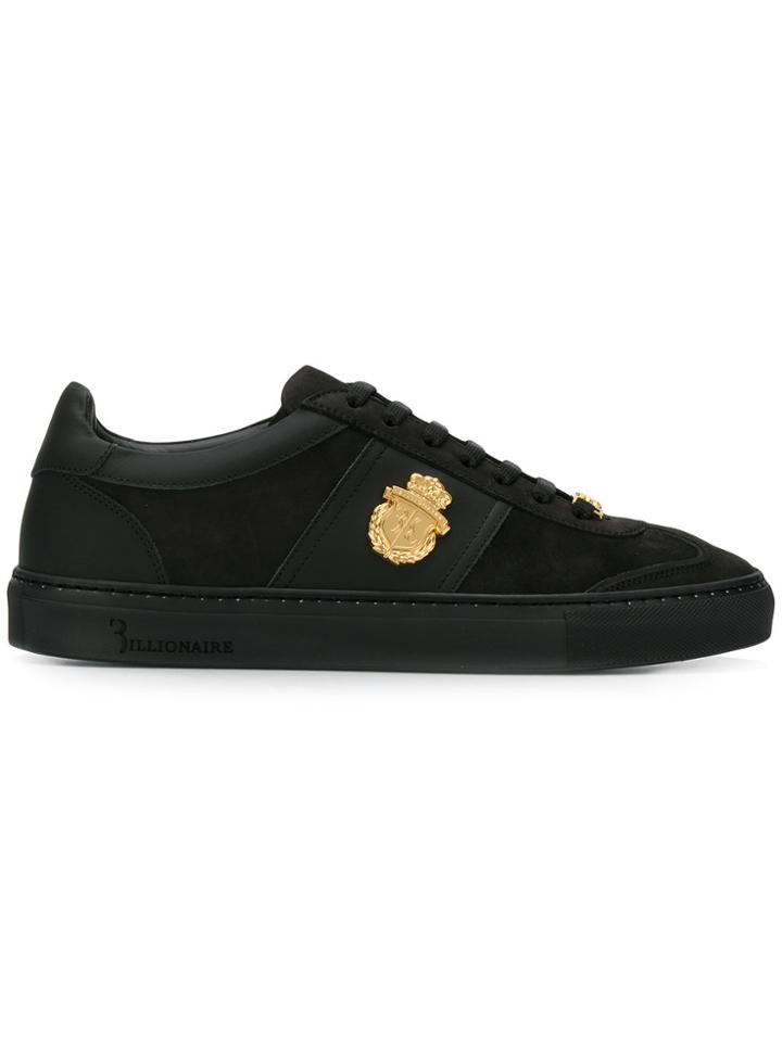 Billionaire Airton Logo Embellished Sneakers - Black