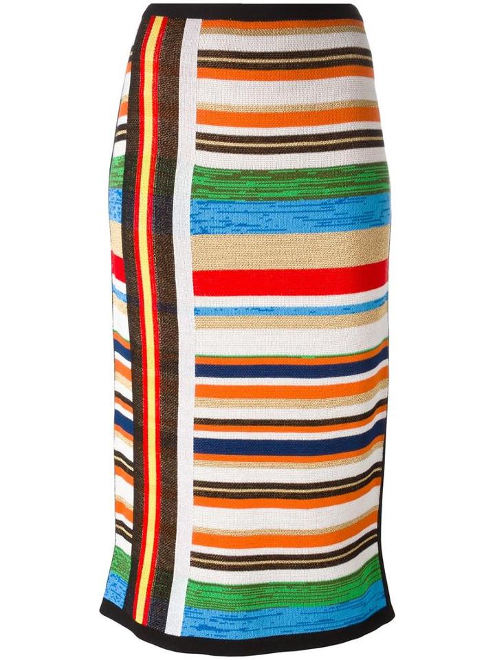 No21 Striped Knit Skirt, Women's, Size: 40, Cotton/acetate/polyamide/polyester