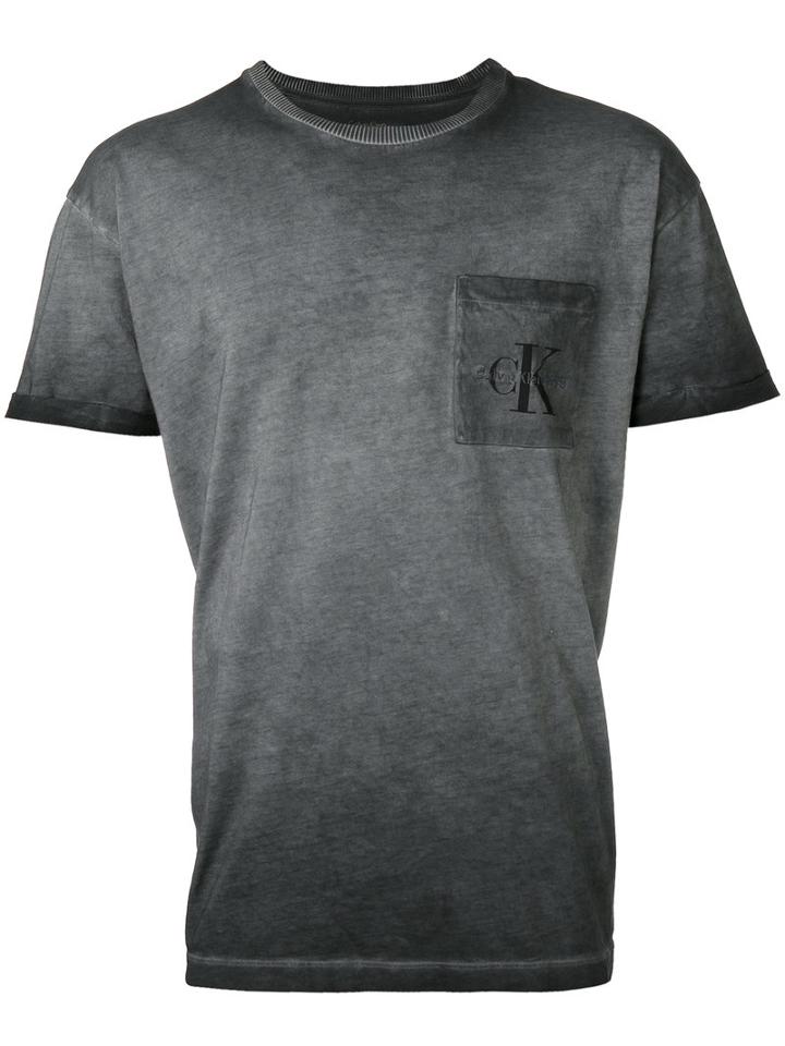 Calvin Klein Jeans - Washed Out Logo T-shirt - Men - Cotton - Xl, Grey, Cotton