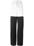 Mm6 Maison Margiela Colour Block Trousers, Women's, Size: 42, Black, Cotton/linen/flax/viscose