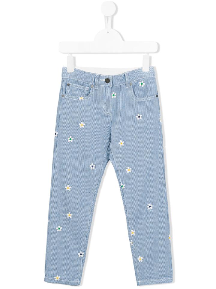 Stella Mccartney Kids Striped Daisy Detail Trousers - Blue
