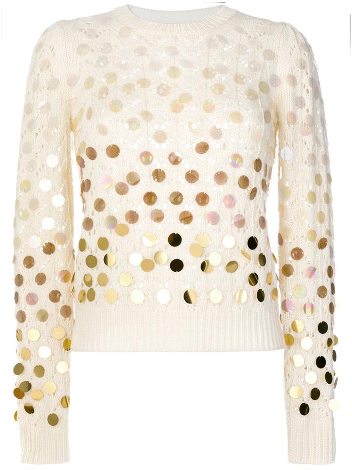 Marc Jacobs Sequined Open-knit Sweater - Nude & Neutrals