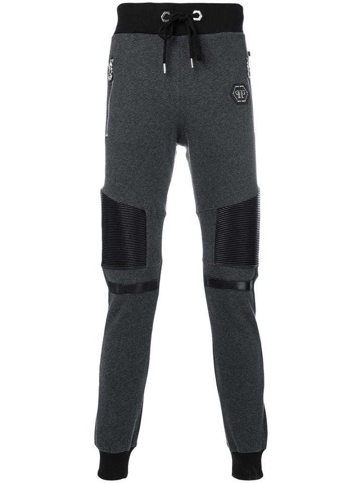 Philipp Plein - Biker Track Pants - Men - Cotton/polyester/polyurethane - L, Grey, Cotton/polyester/polyurethane