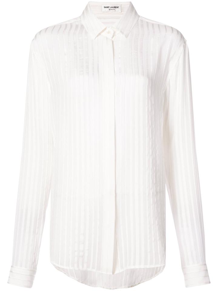 Saint Laurent Long-sleeve Fitted Blouse - White