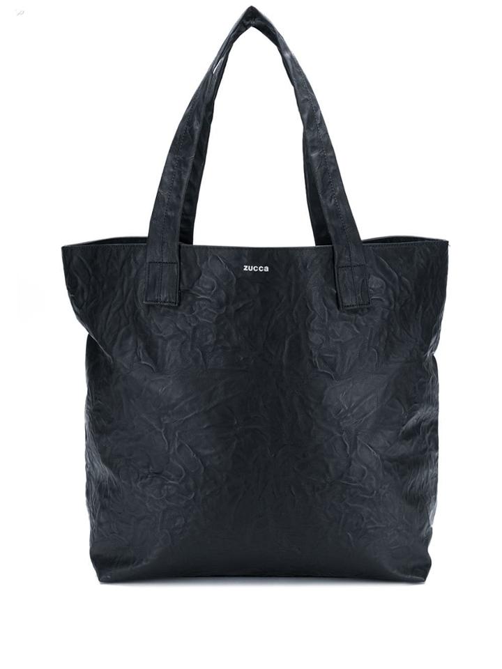 Cabane De Zucca Crinkled Shoulder Logo Bag - Black