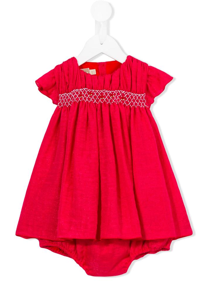 La Stupenderia - Rose Embroidered Dress - Kids - Cotton/polyamide/viscose - 12 Mth, Pink/purple