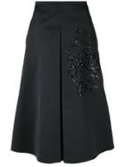 Rochas Sequin Embroidery Flared Skirt - Black