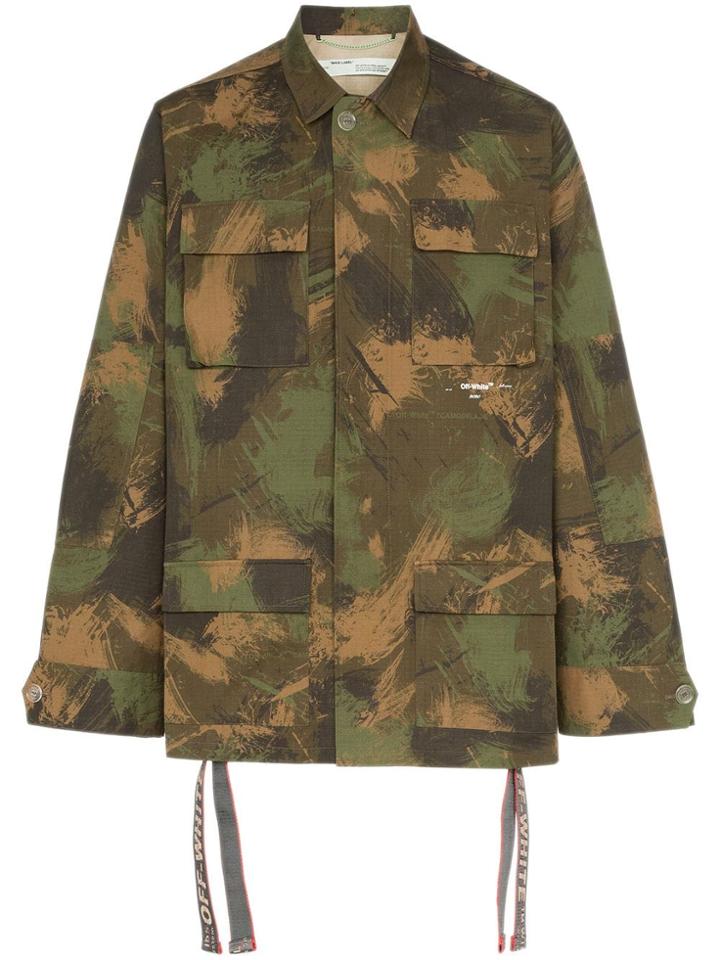 Off-white Branded Camouflage Jacket - Green