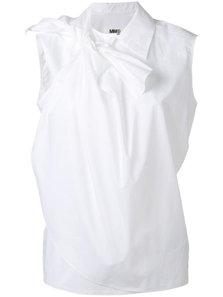 Mm6 Maison Margiela Drape Front Bow Tank, Women's, Size: 40, White, Cotton