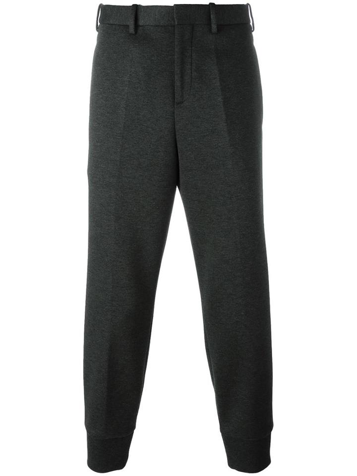 Neil Barrett Slim Fit Low Rise Trousers, Men's, Size: 50, Grey, Cotton/viscose