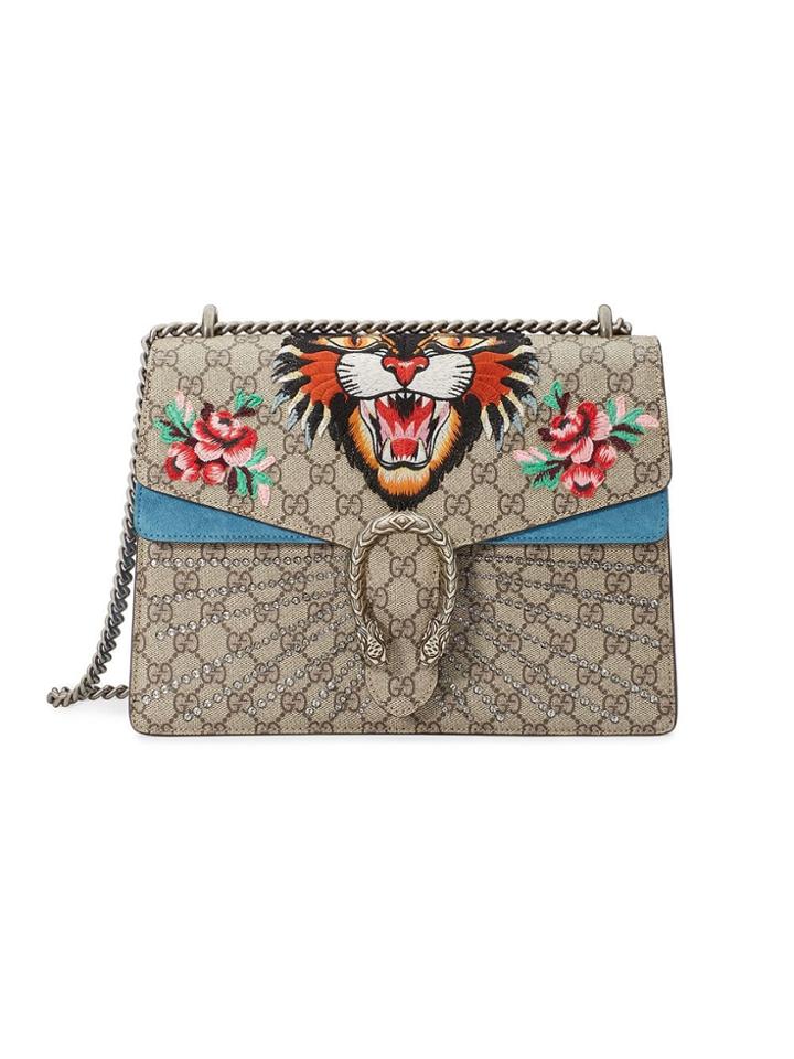 Gucci Tiger Dionysus Embroidered Shoulder Bag - Nude & Neutrals