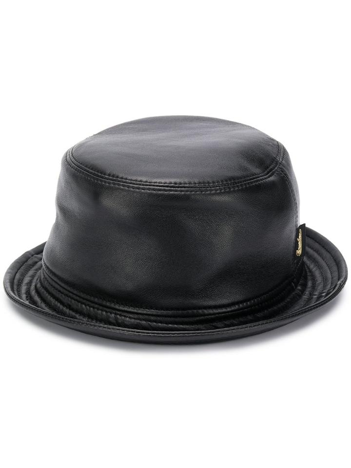 Borsalino Stitch-detail Logo Bucket Hat - Black