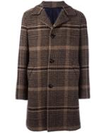 Mp Massimo Piombo Textured Checked Coat, Men's, Size: 50, Brown, Other Fibers/wool/polyamide/cupro