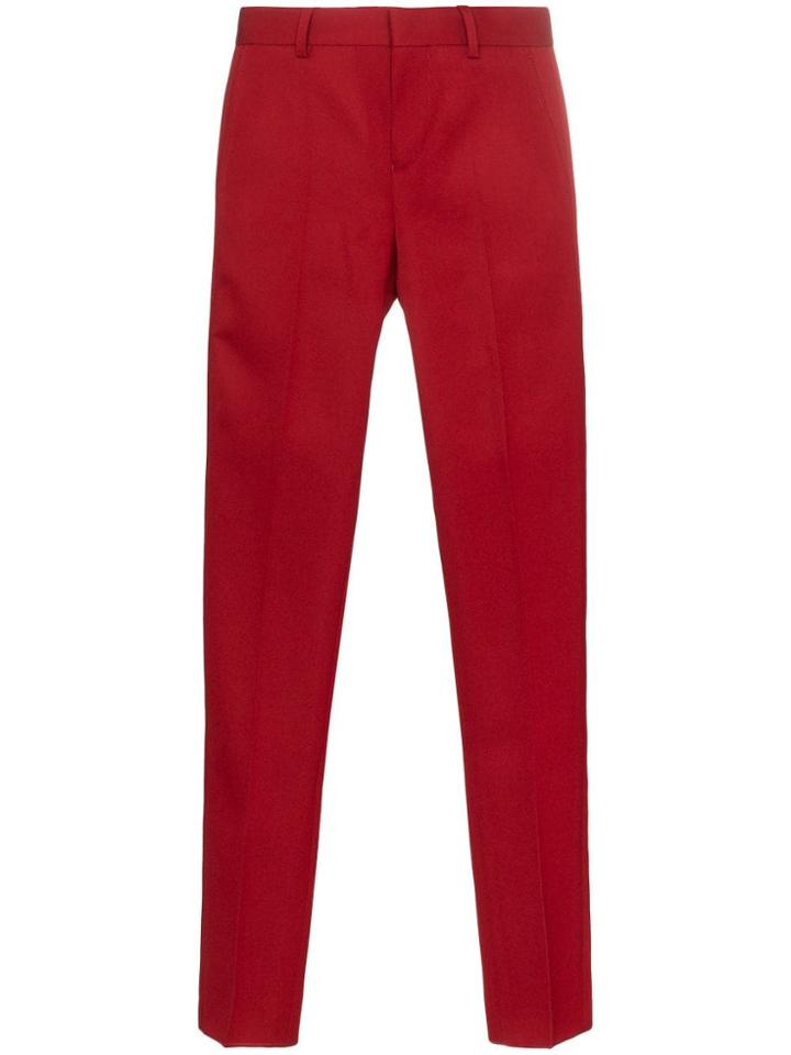 Gmbh Nid Slim Leg Wool Blend Trousers - Red