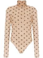 Fendi Karligraphy Monogram Turtleneck Bodysuit - Neutrals