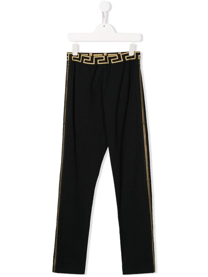 Young Versace Logo Printed Sweatpants - Black