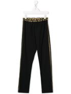 Young Versace Logo Printed Sweatpants - Black