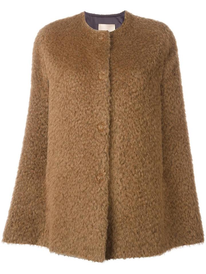 Erika Cavallini Fluffy Cape, Women's, Size: 42, Brown, Polyamide/viscose/mohair/virgin Wool