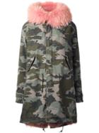 Mr & Mrs Italy Camouflage Parka Coat, Women's, Size: Small, Green, Cotton/racoon Fur/lamb Fur/coyote Fur