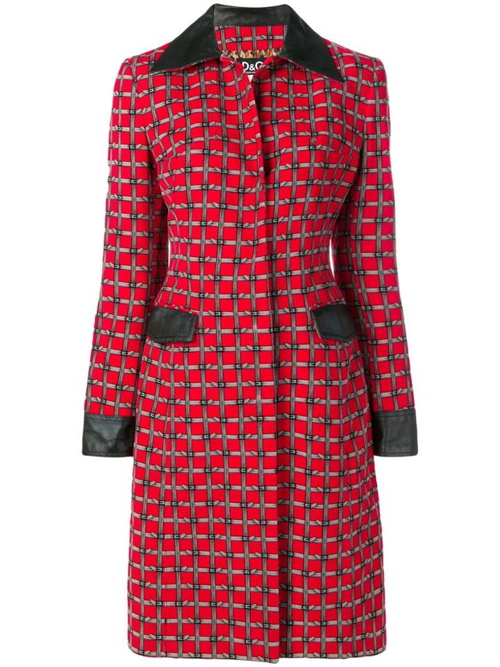 Dolce & Gabbana Vintage Buckle Belt Print Coat - Red